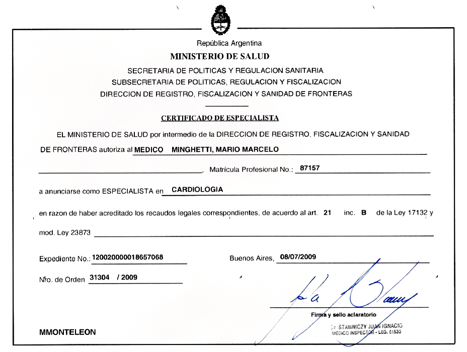 Certificados Cardiologia de Buenos Aires