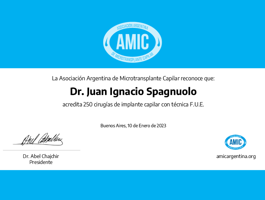 Clinica Injerto de cabello certificados doctor Buenos Aires