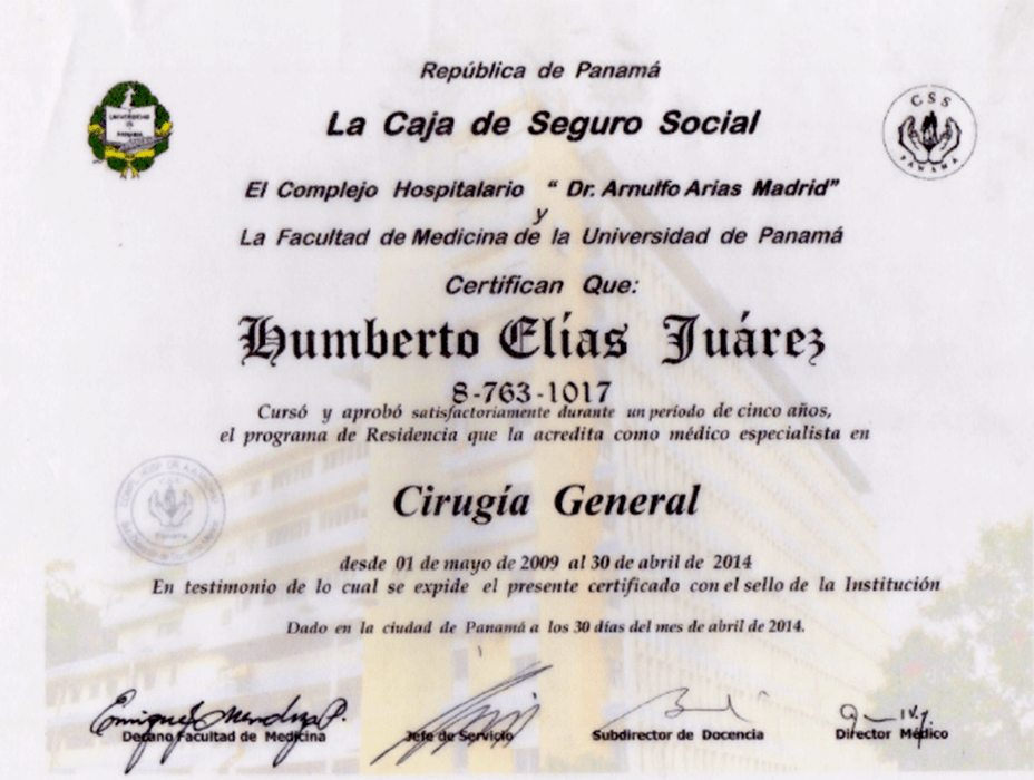 Certificado Cardiologia de Panama