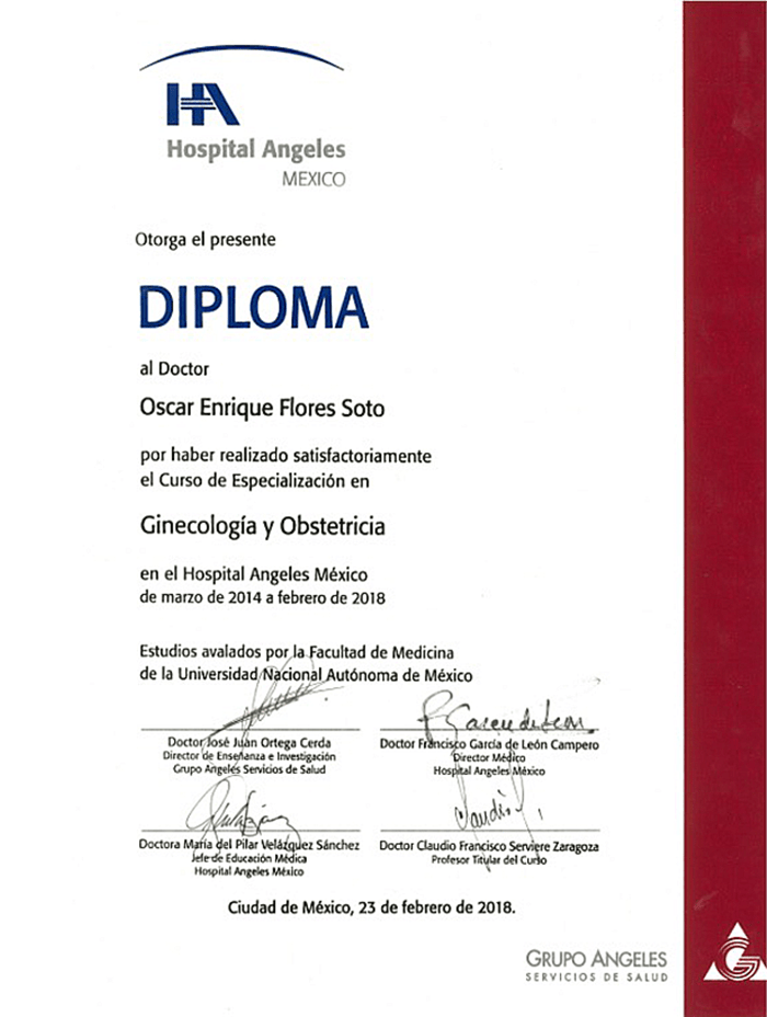 Certificado especialista en Fertilidad de Cancun