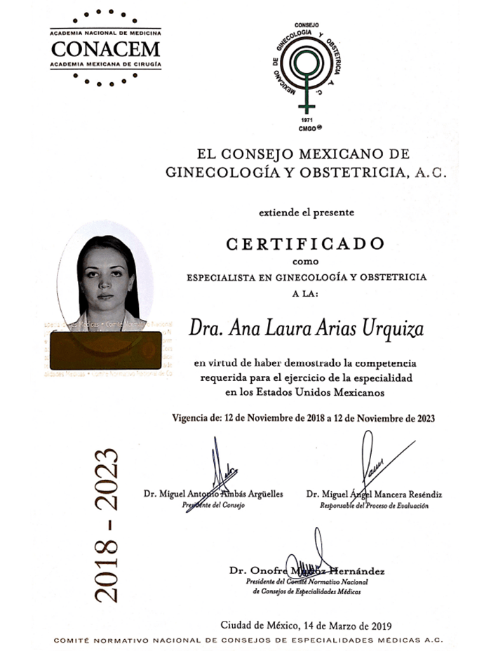 Certificados Ginecologia de Cancun