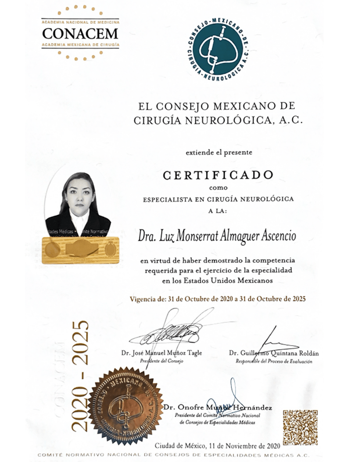 Certificado Neurocirujano de Cancun
