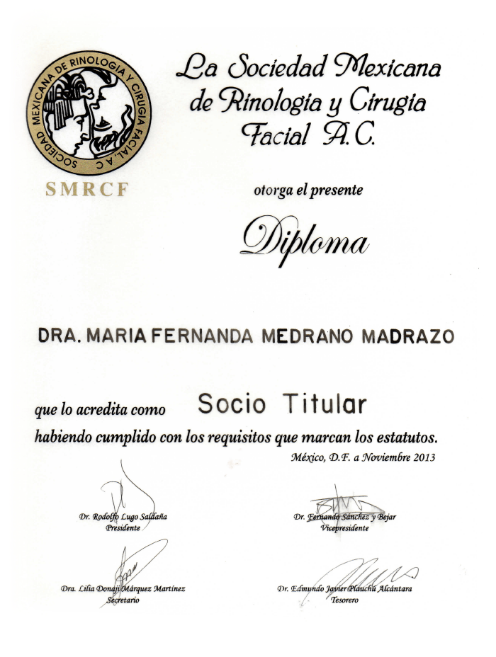 Certificados Otorrinolaringologia de Cancun