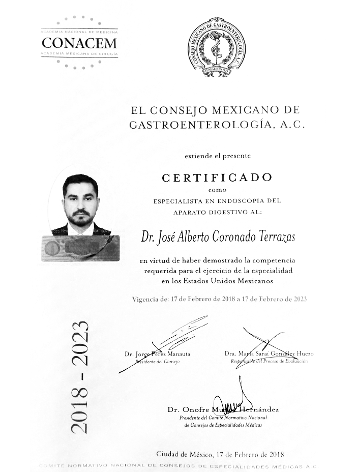 Certificados Endoscopia de Ciudad Juarez