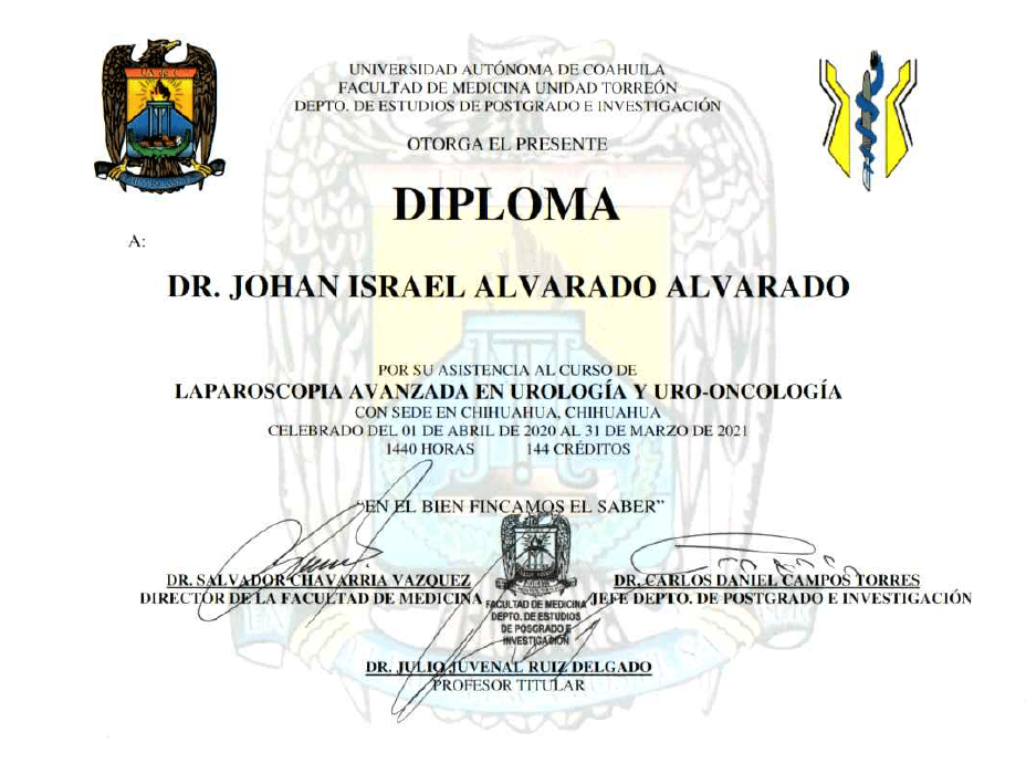 Certificados Urología de Ciudad Juarez