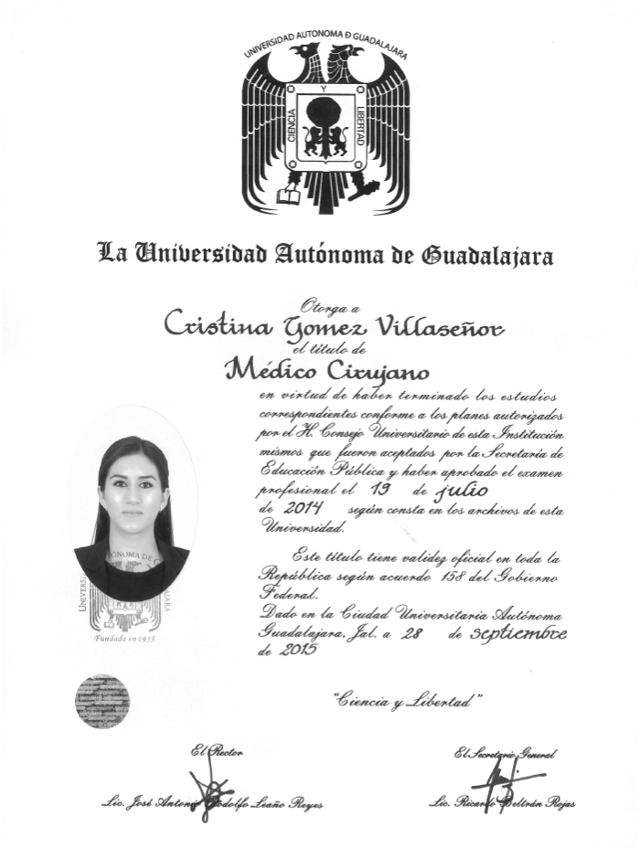 Certificado Neurocirujano de Culiacan