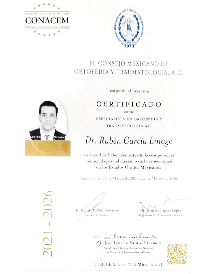 Certificado Ortopedia de EdoMex