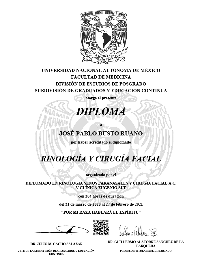 Certificado Otorrinolaringólogo de Estado de Mexico