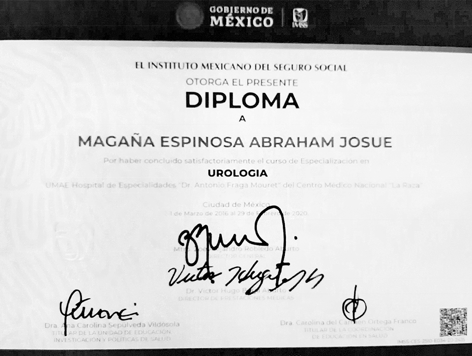 Certificados Urologia de Estado de Mexico