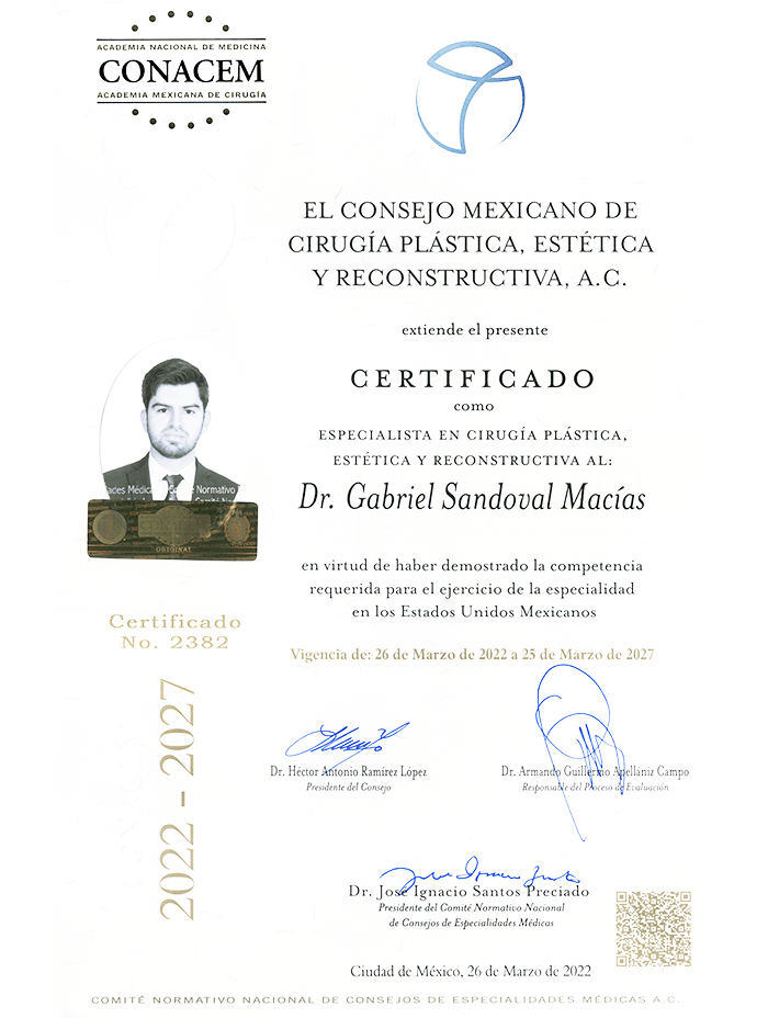 Certificado Cirugia Plastica de Ensenada