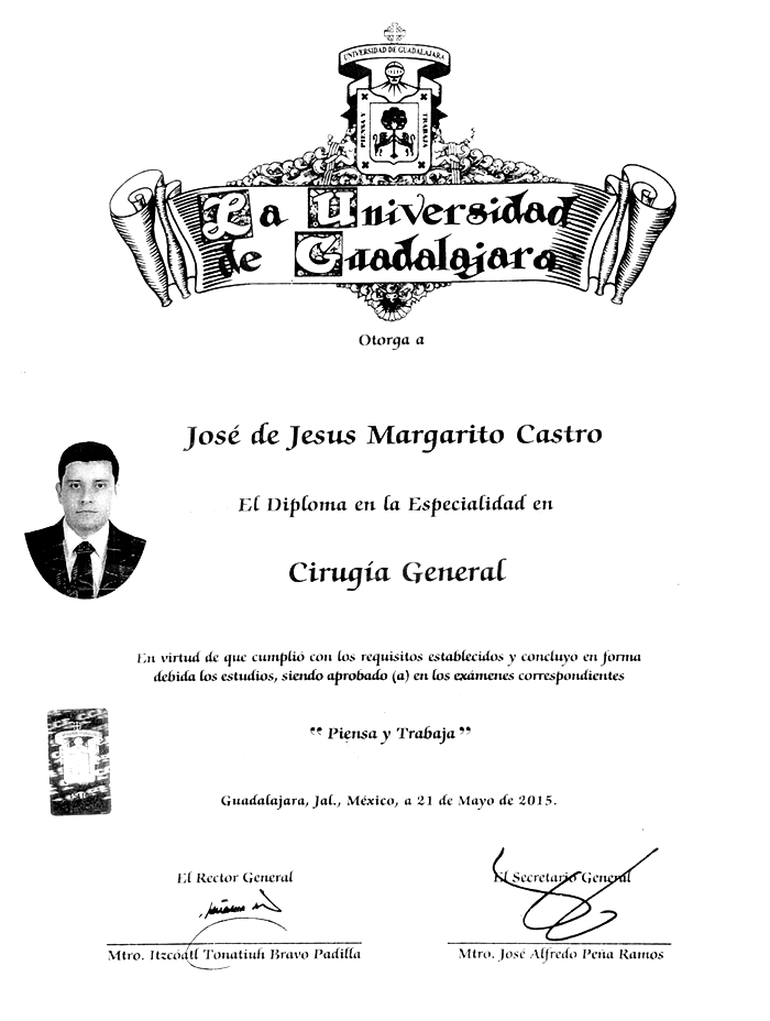 Certificado Bariatra de Guadalajara