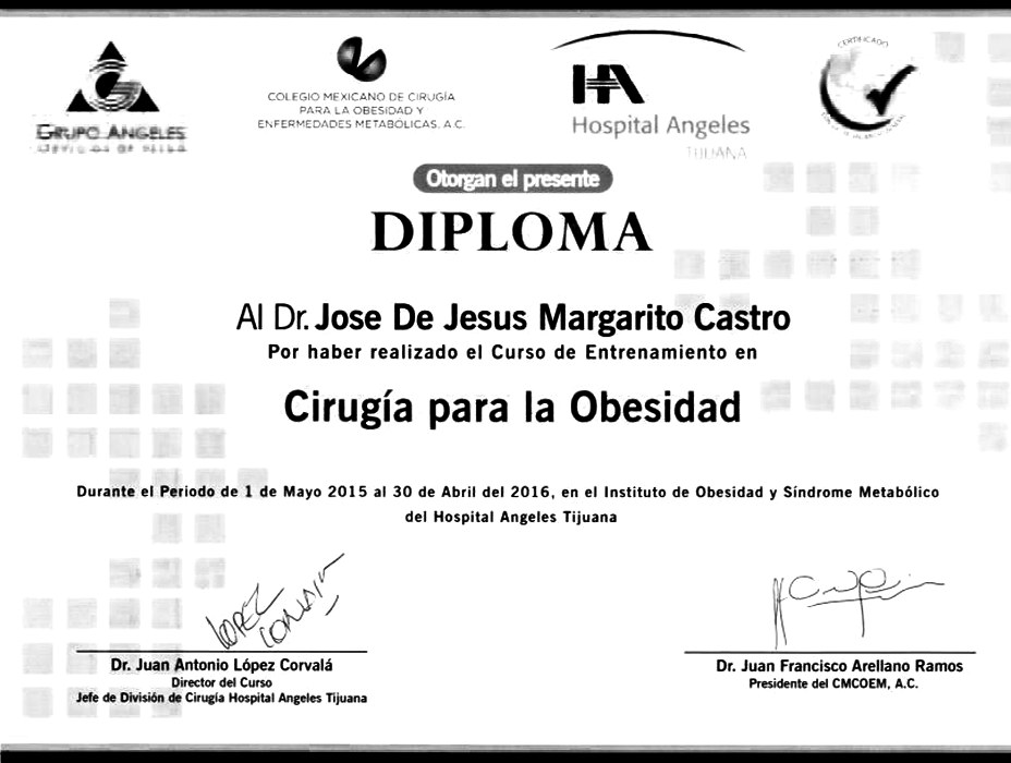 Certificado Bariatra de Guadalajara