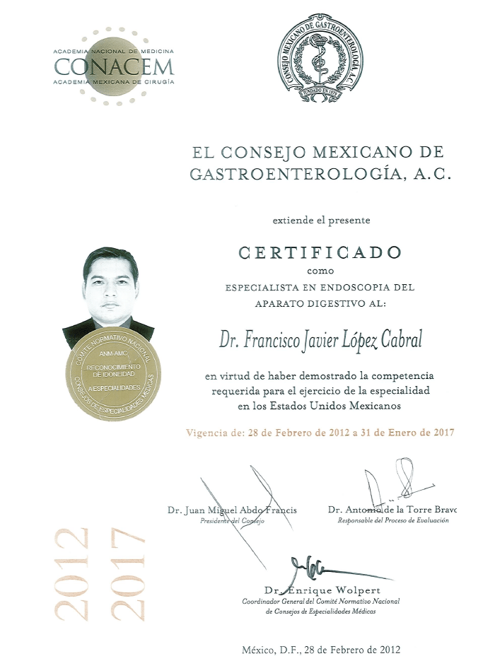 Certificados Endoscopia de Guadalajara