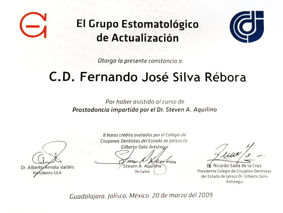 Certificado Dentista de Guadalajara
