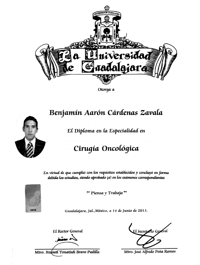 Certificados oncologia de Guadalajara