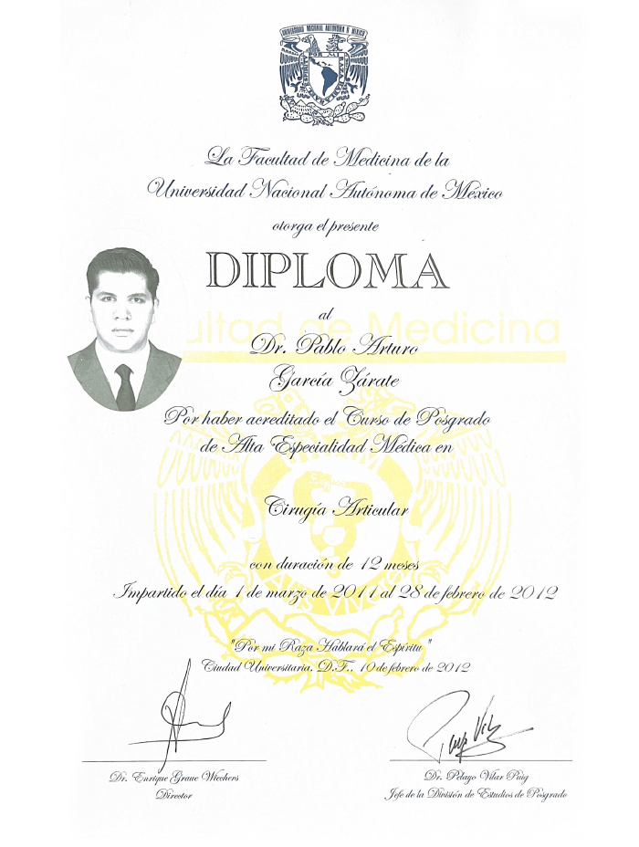 Certificado Ortopedia de Guadalajara