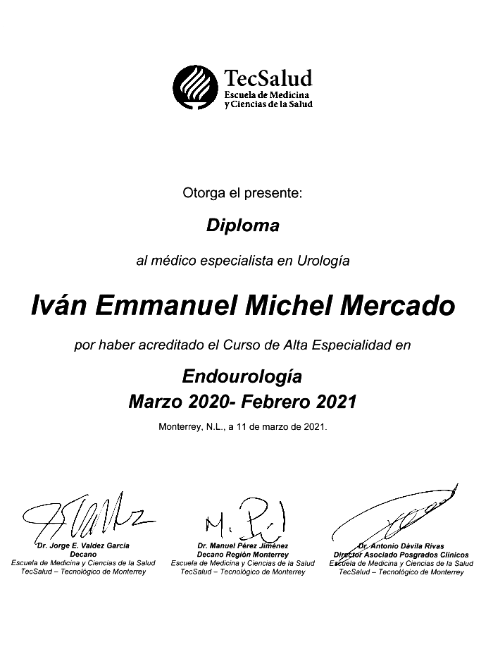 Certificados Urologia de Guadalajara