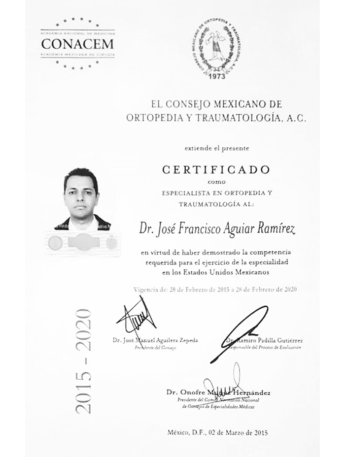 Certificado Ortopedia de Irapuato