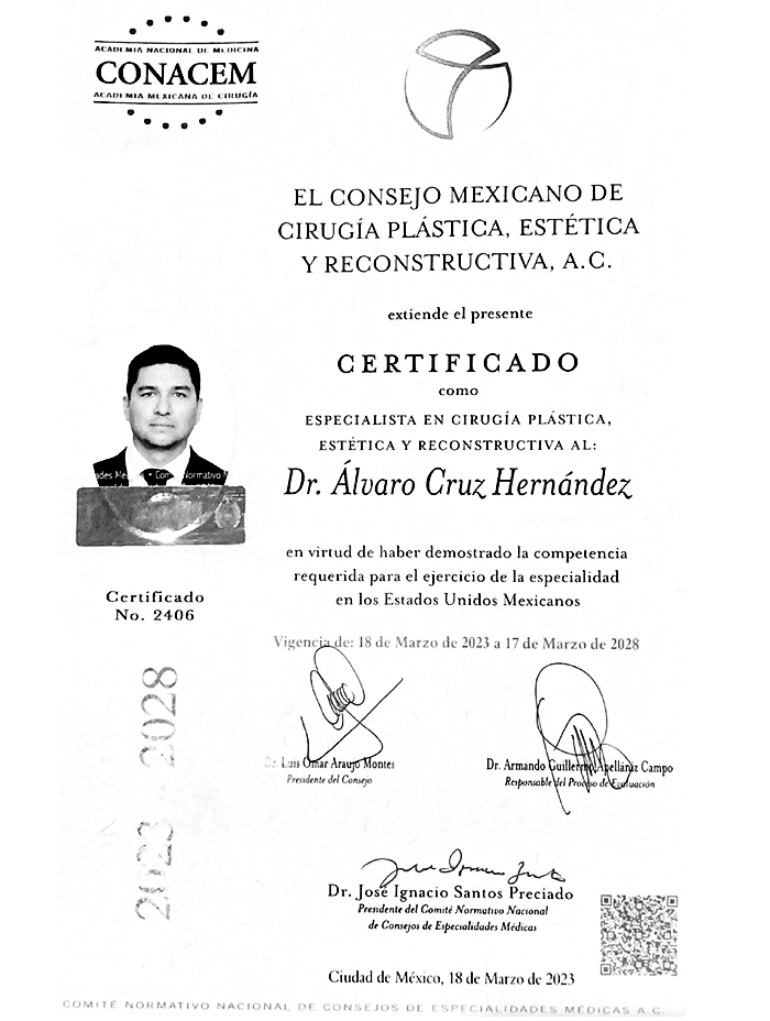 Certificado Cirugia Plastica de Leon