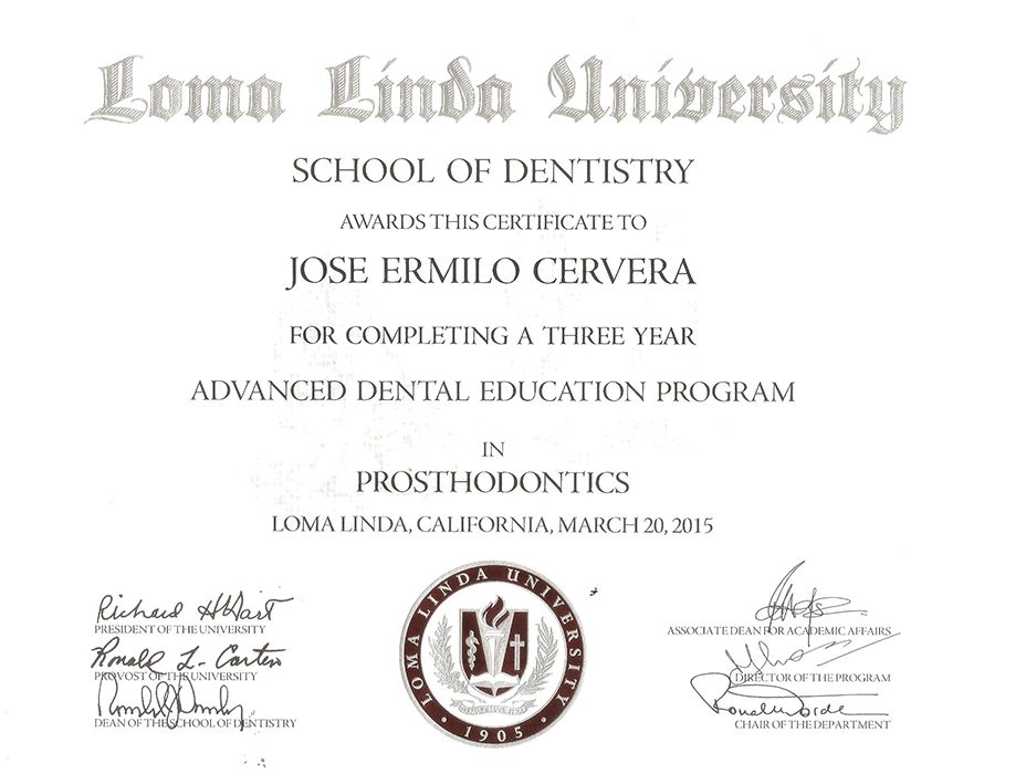 Certificado dentista de Merida