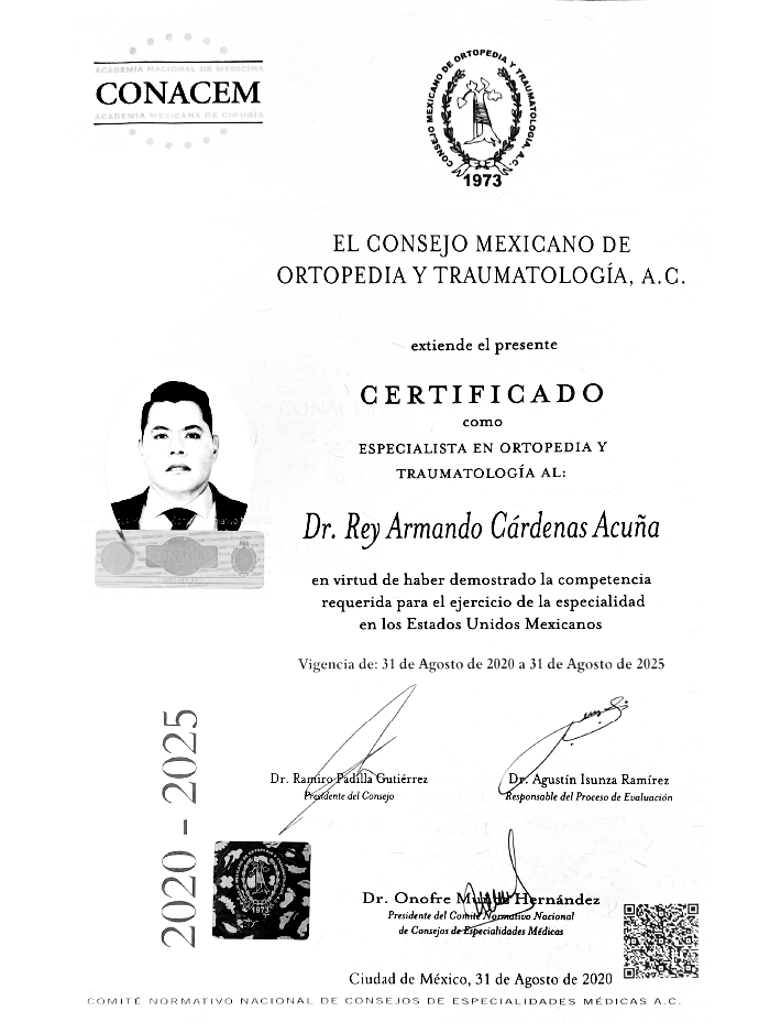 Certificado Ortopedia de Merida