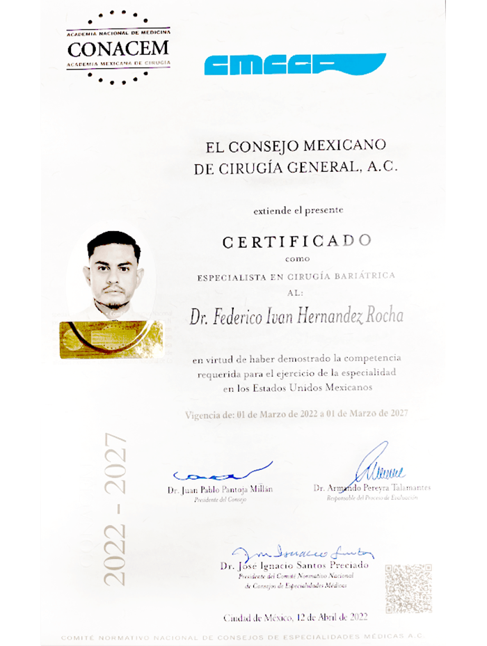Certificado Bariatra de Bariatria