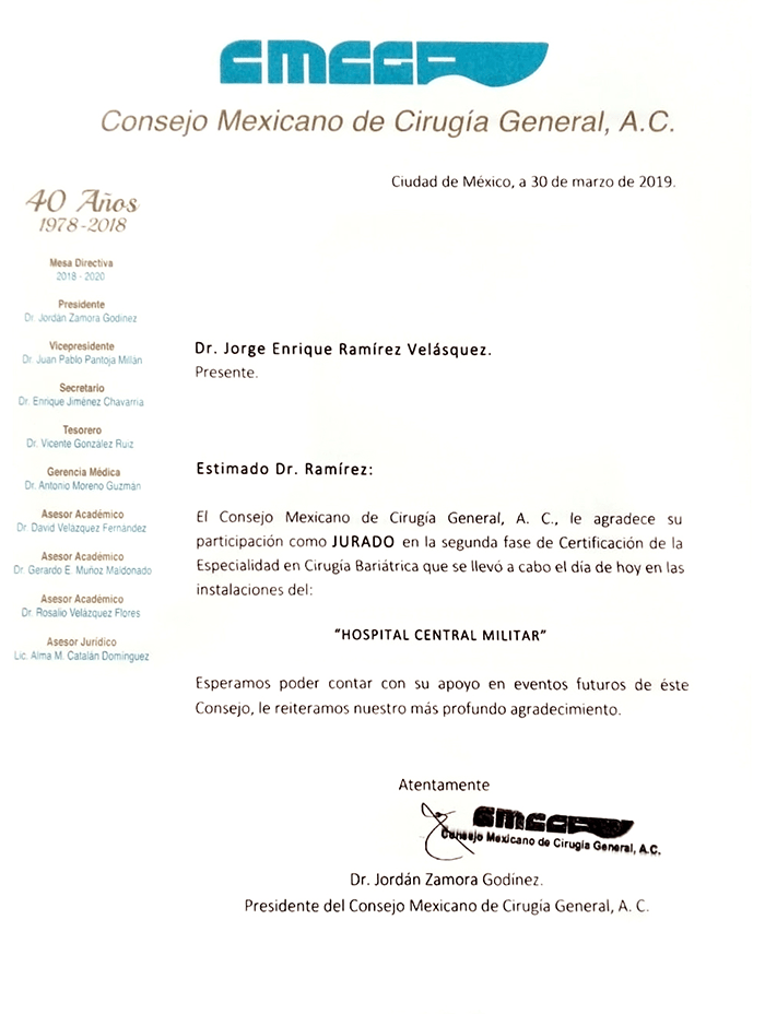 Certificado Bariatra de Ciudad de Mexico