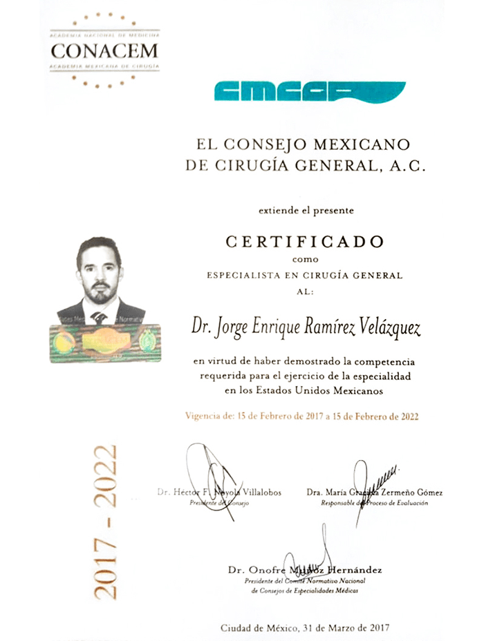 Certificado Bariatra de Ciudad de Mexico
