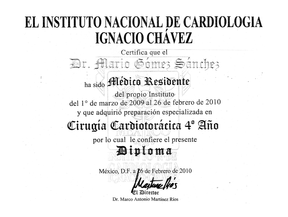Certificados Cardiologia de Ciudad de Mexico