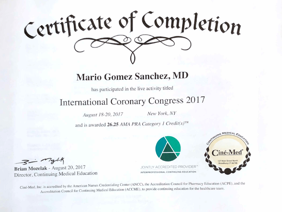 Certificados Cardiologia de Ciudad de Mexico