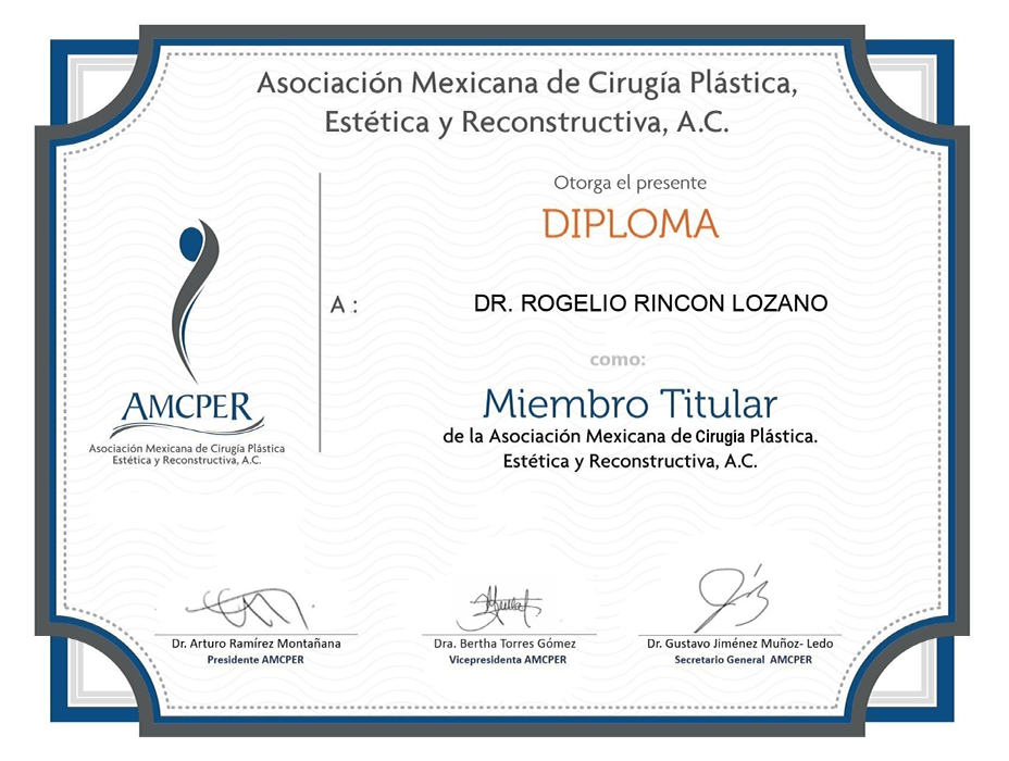 Certificado Cirugia Plastica de Ciudad de Mexico