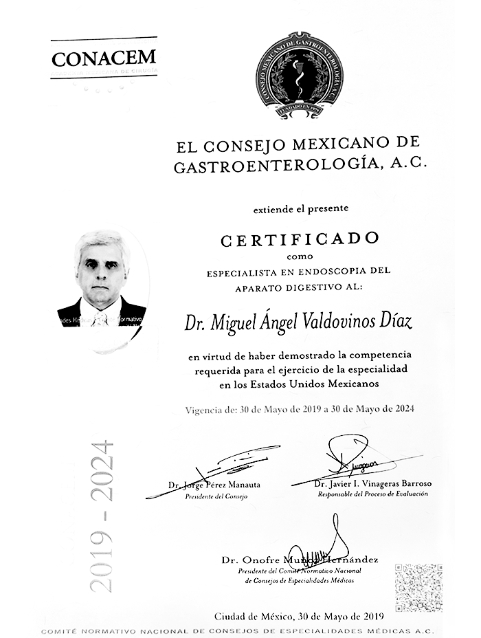 Certificados Endoscopia de Ciudad de Mexico
