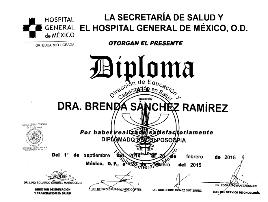 Certificados Ginecologia de Ciudad de Mexico
