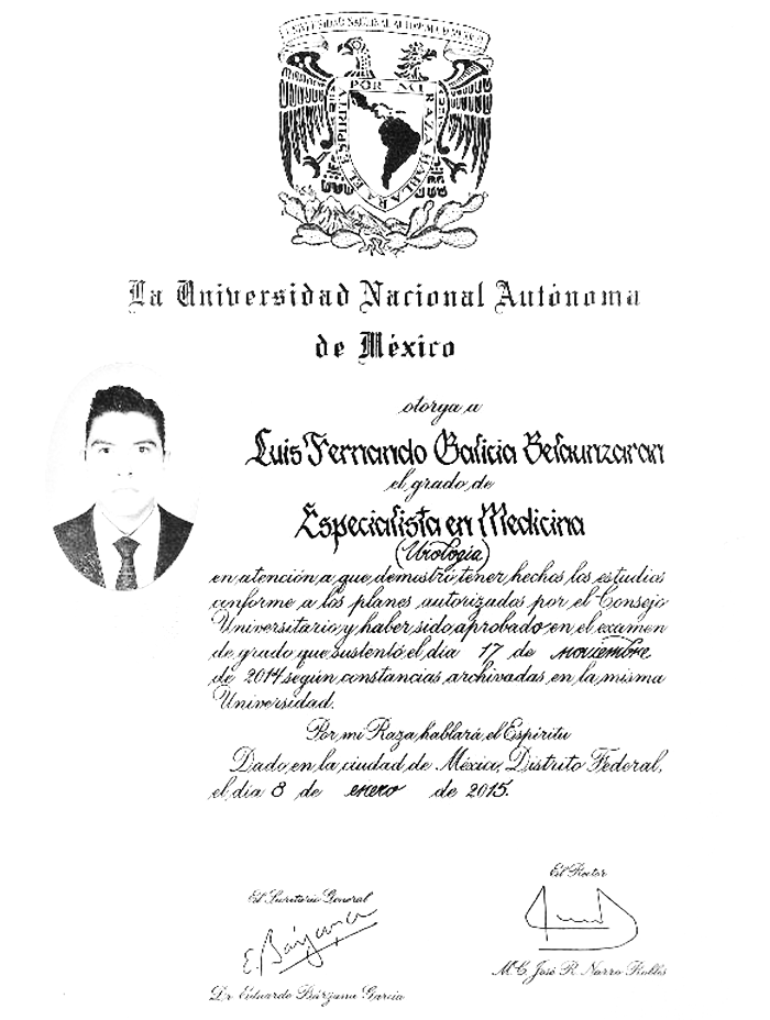 Certificados Urologia de Ciudad de Mexico