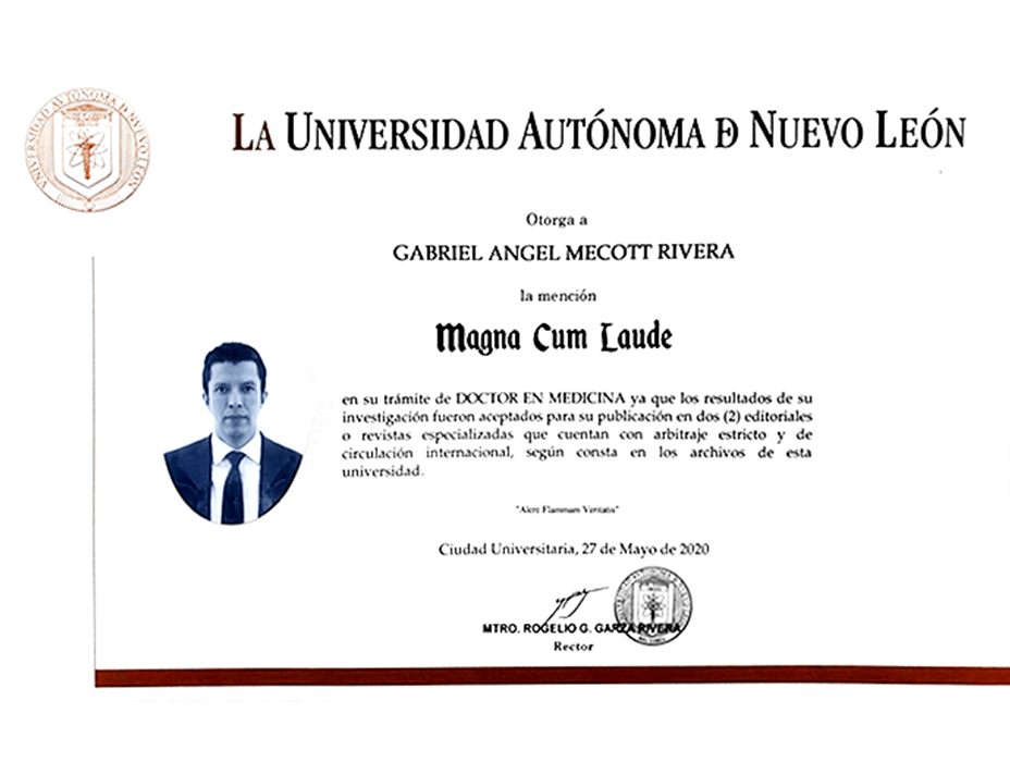 Certificado Cirugia Plastica de Monterrey