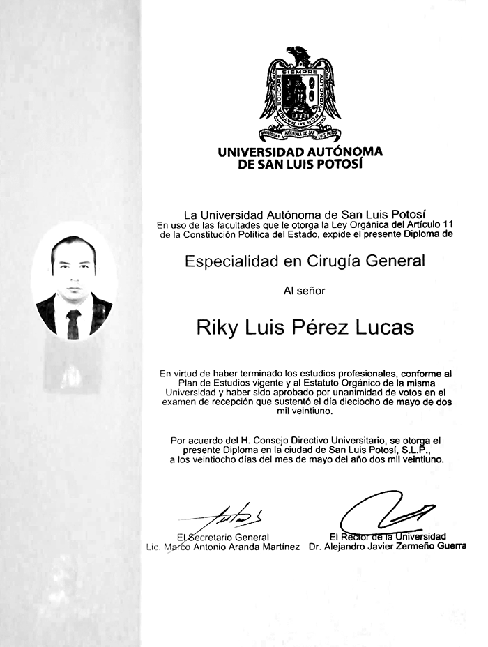 Certificado Cirujano vascular Ciudad de Mexico