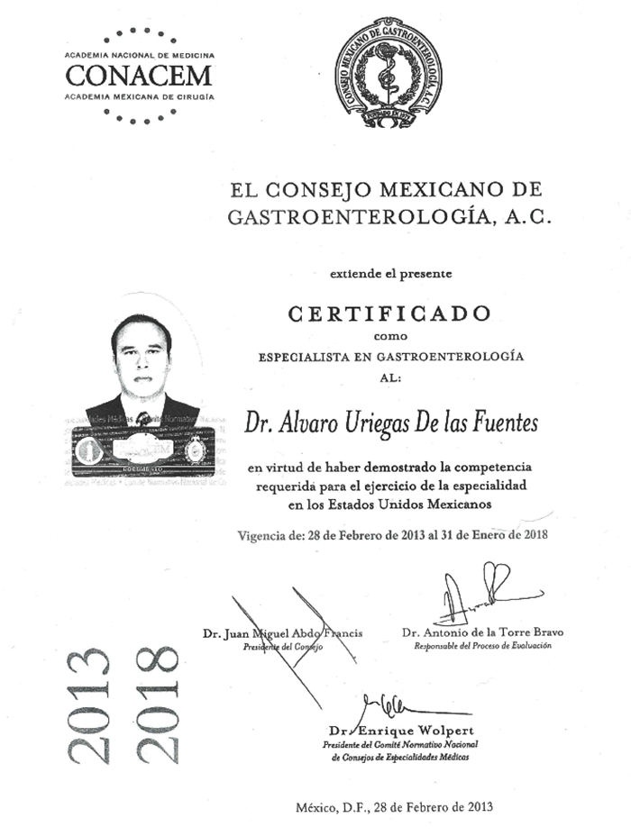 Certificados Endoscopia de Monterrey