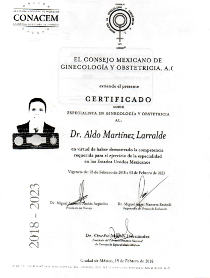 Certificados Ginecologia de Monterrey
