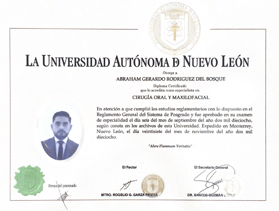 Certificados Maxilofacial de Monterrey