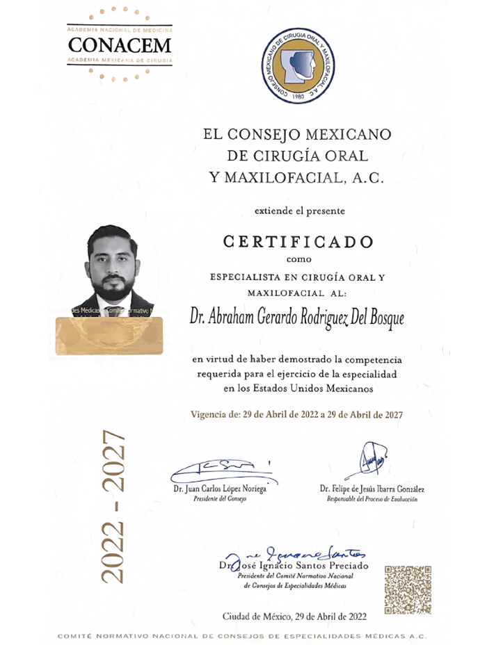 Certificados Maxilofacial de Monterrey