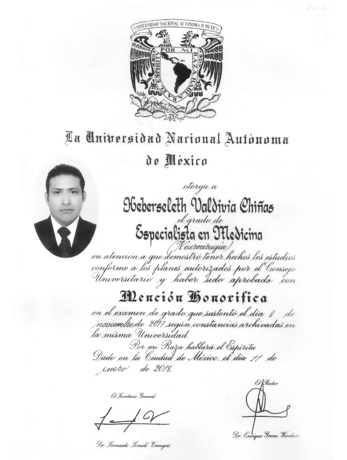 Certificado Neurocirujano de Monterrey