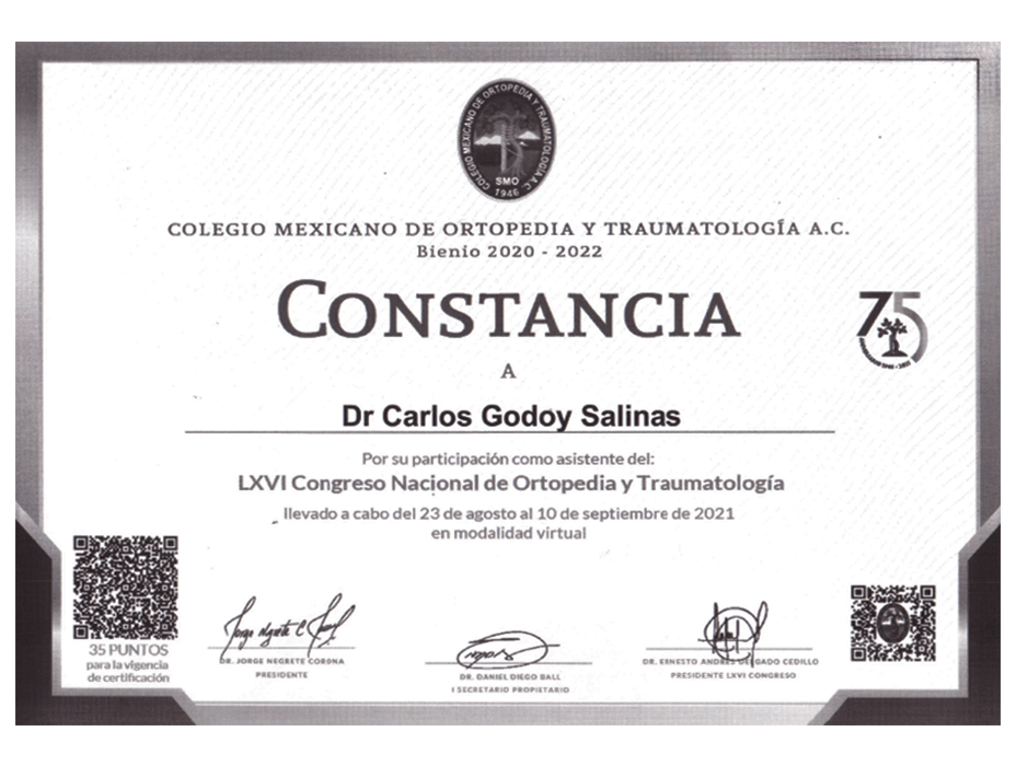 Certificado Ortopedia de Monterrey