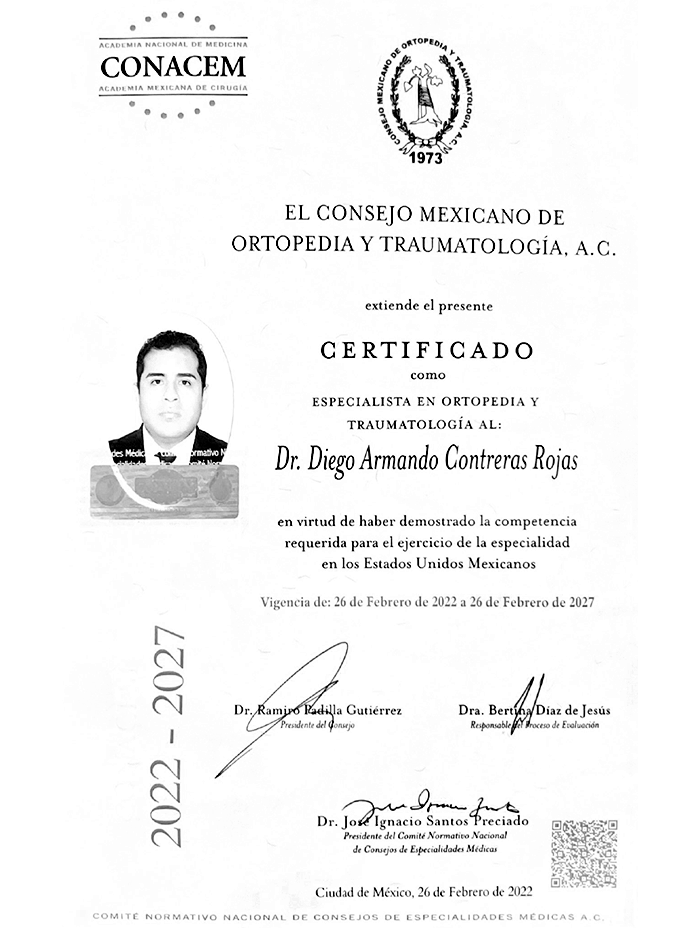 Certificado Ortopedia de Nogales