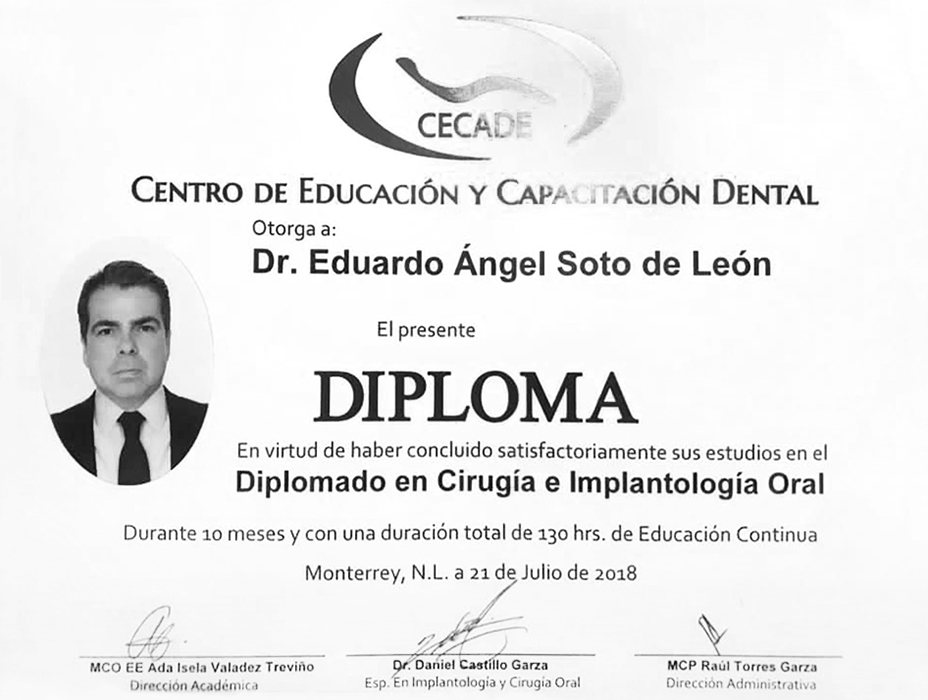 Certificado Dentista de Nuevo Laredo
