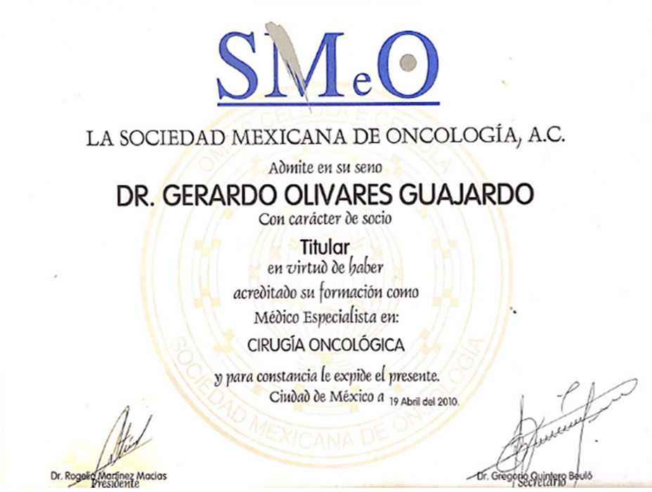 Certificados oncologia de Piedras Negras