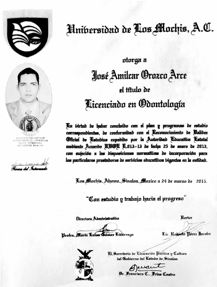 Certificado Dentista de Ciudad de México