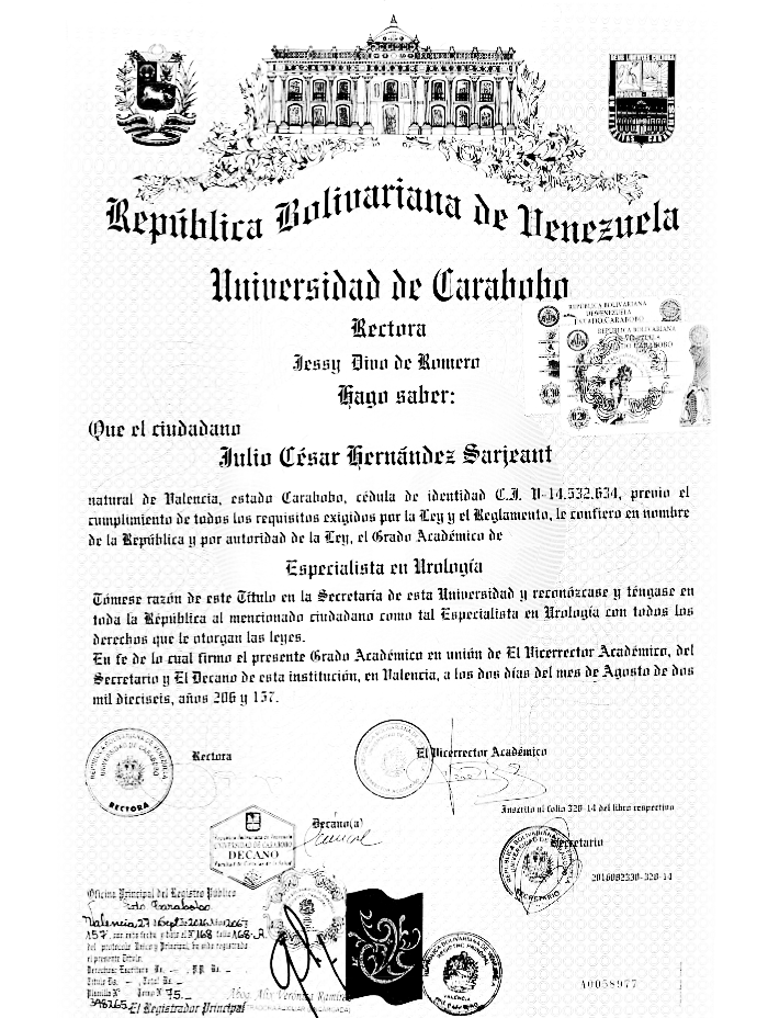 Certificados Urologia de Playa del Carmen