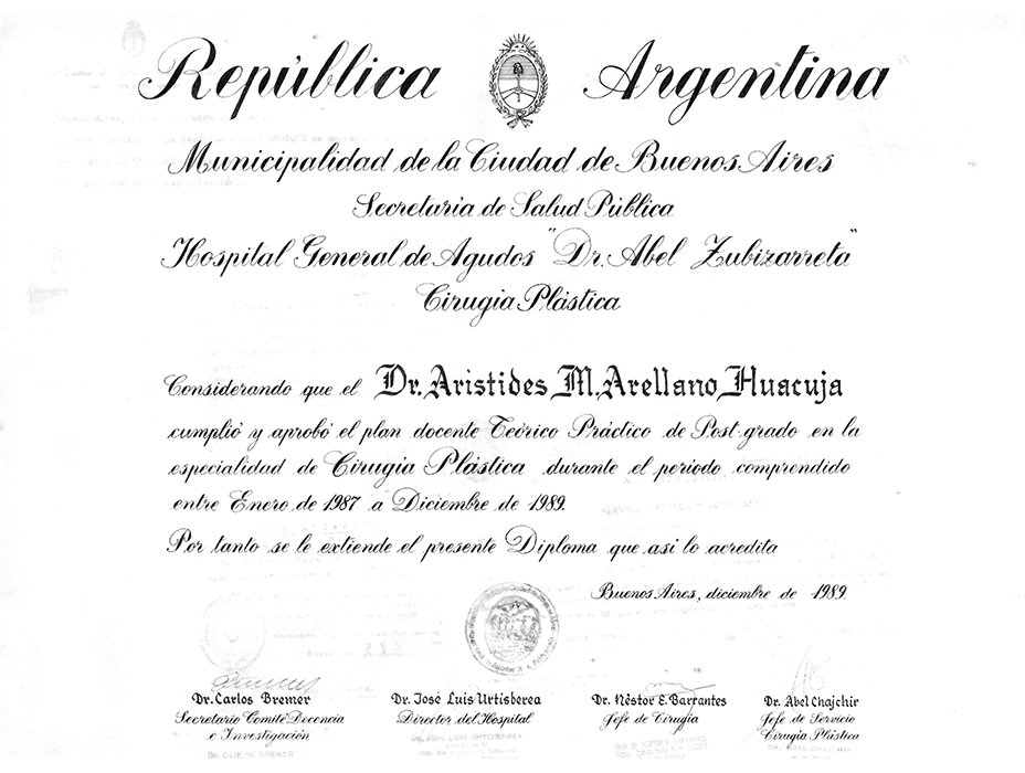 Certificado Cirugia Plastica de Puebla