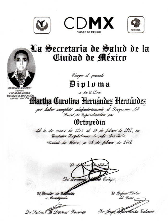 Certificado Ortopedia de Puebla
