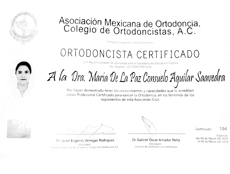 Certificado Dentista de Queretaro